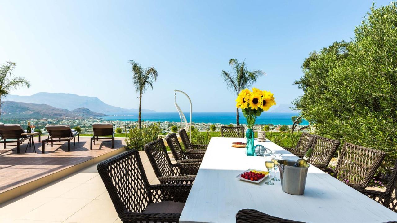 Villa Emilia I Luxury, Amazing Seaview, Next To The Town Kíssamos Exterior foto